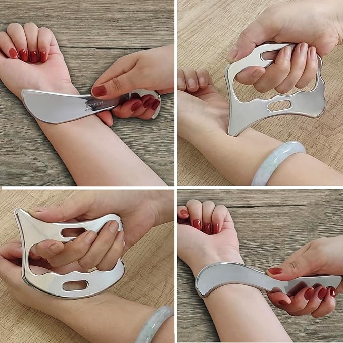 BYYDDIY Muscle Scraper Stick Set with Steel Balls for Lymphatic Drainage, Gua Sha Scraping Massage Tool, Release Myofascial Trigger Points for Physical Therapy (Mz-SBD2)