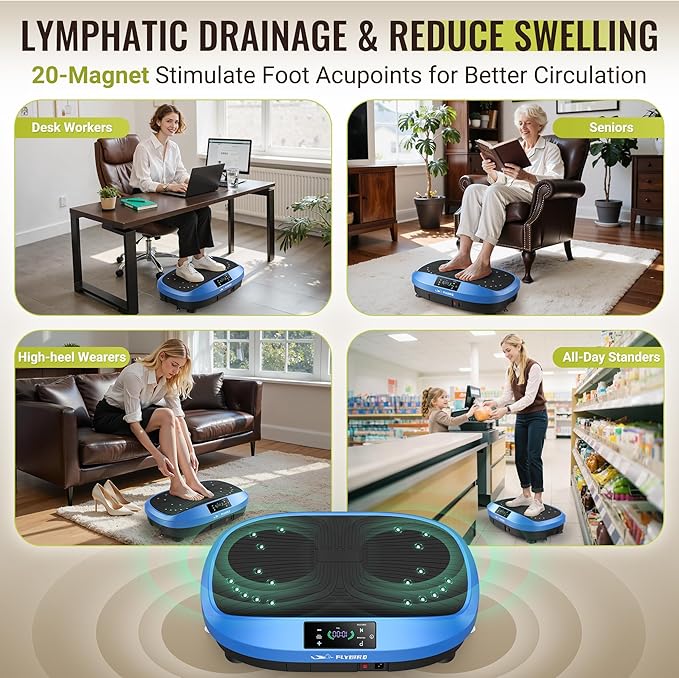 FLYBIRD Vibration Plate Exercise Machine, 120 Adjustable Speed High Intensity Vibration for Muscle Toning Weight Loss Lymphatic Drainage, Full Body Workout Vibration Plate Ideal for Fitness & Recovery