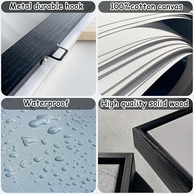 AJAZIKO Large Framed Canvas Wall Art Blue Abstract Wall Art Pictures for Living Room Bedroom Kitchen Office Decor 29x58 In Navy Gold Modern Paintings