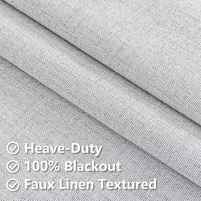 Blackout Curtains 108 Inches Long 2 Panels Set, 100% Black Out Textured Thermal Curtains, Grommet Privacy Light Blocking Drapes for Living Room Bedroom Luxury Deco(52W × 108L inch, Off-White)