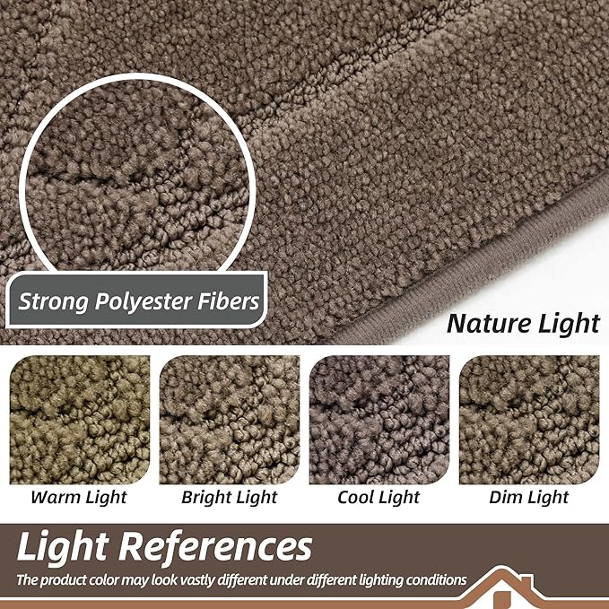 BEQHAUSE Dirt Trapper Door Mat 24" x 60", Doormat Non-Slip Entryway Rugs Washable, Dog Door Mat Stain Resistant and Absorbent Welcome Floor Mat for Front Back Door, Muddy Wet Shoes & Paws, Light Brown