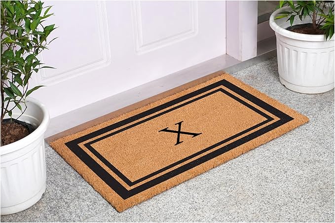Calloway Mills 152961830X Black Border 18" x 30" Monogram Doormat, (Letter X)