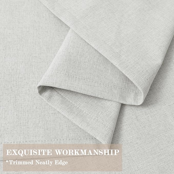 Extra Wide 100% Blackout Linen Textured Curtains - Room Dividers, W150 x L108 (1 Panel), Pinch Pleat Drapes for Living Room, Full Light Block Out Drapery for Sliding Door, Greyish White