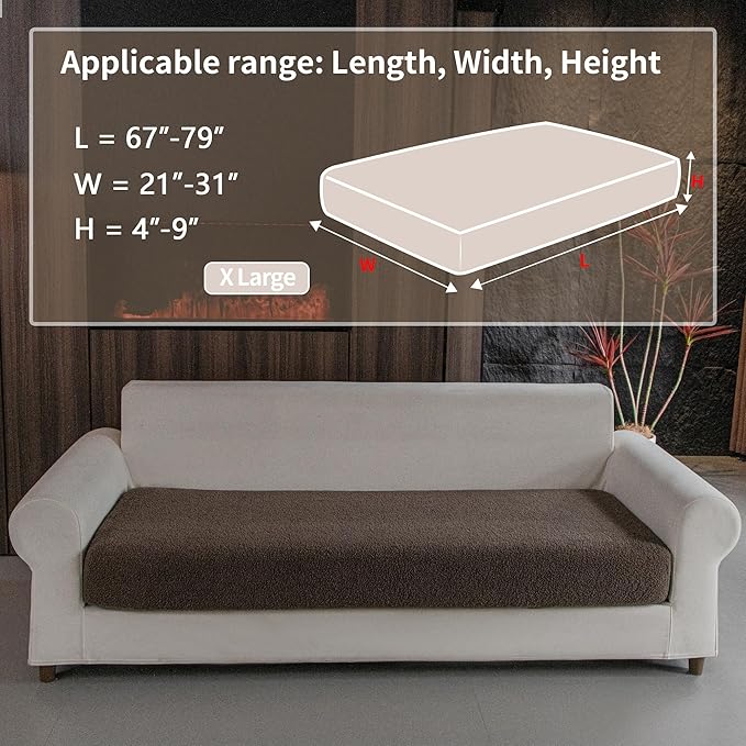 Couch Cushion Covers for Sectional Sofa, Stretch Soft Sofa Slipcovers Washable Wear-Resistant Universal Furniture Protector for Living Room(1 Piece Oversized Cover, Brown)