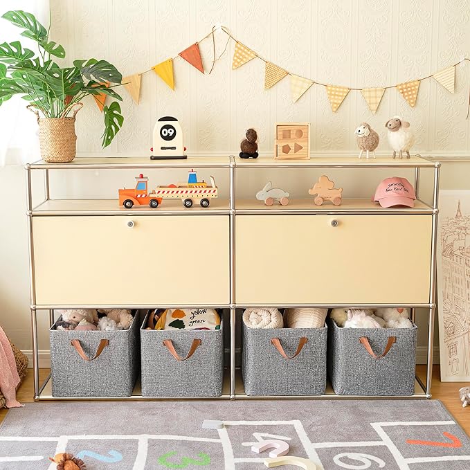 GRANNY SAYS Storage Baskets for Shelves, Closet Organizer Bins, Clothes Storage Bins with Metal Frame, Extra Large Baskets for Organizing and Storage, Collapsible, Gray, 2-Pack