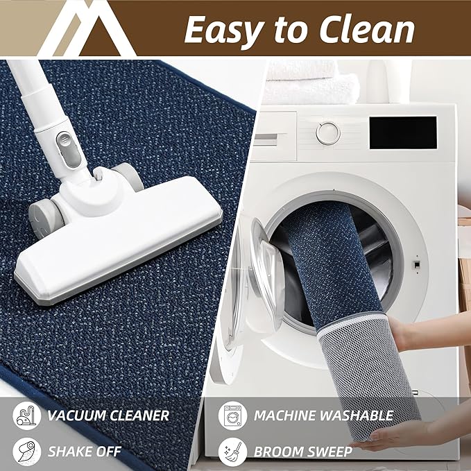 COSY HOMEER-Door-Mat 20" x 32" Non Slip Absorbent Entryway Rugs Dirt Trapper Doormats Washable Entrance Mats Low Pile Welcome Floor Mat for Front Back Door and Entry Mats,Navy Blue