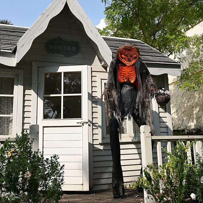 AW 7 Ft Scary Giant Large Animated Halloween Decorations Evil Monster Alien, Jack-O-Lantern Pumpkin Props, Horror Halloween Party Motion & Sound Activated Glowing Head 2025