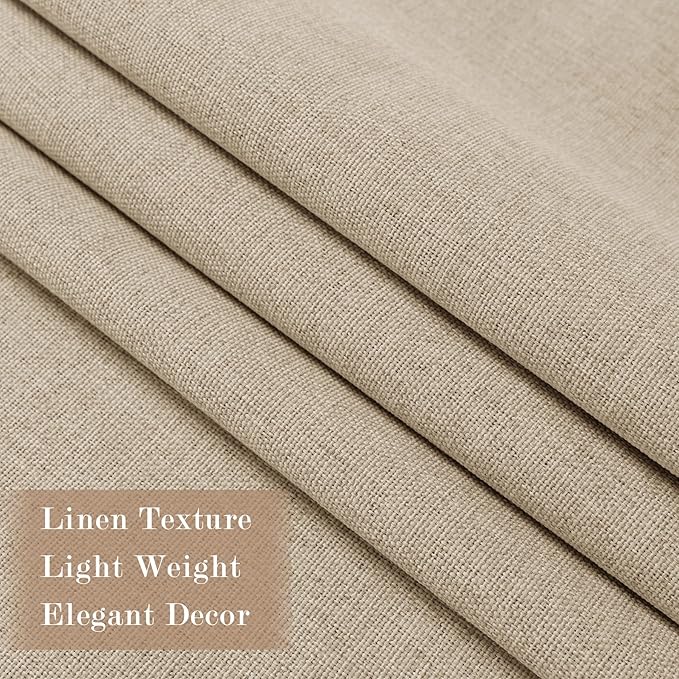 Full Blackout Privacy Curtains, 240 Inch Extra Wide Linen Blend Drapes, Pinch Pleat Window Drapery for Room Divider Storage/Space Room Separation, 1 Panel, W 240" x L 96", Sand Beige