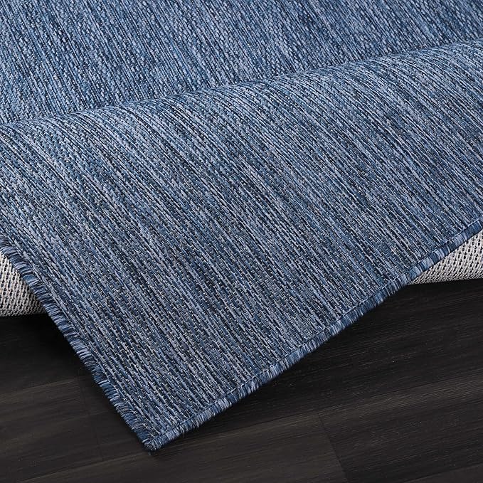 CAMILSON Outdoor Rug 9x12 Modern Area Rugs for Large Indoor and Outdoor Patios and Porches - Waterproof, Washable, Non-Shedding, Easy-to-Clean Outside Carpet (9 x 12, Solid - Navy Blue)