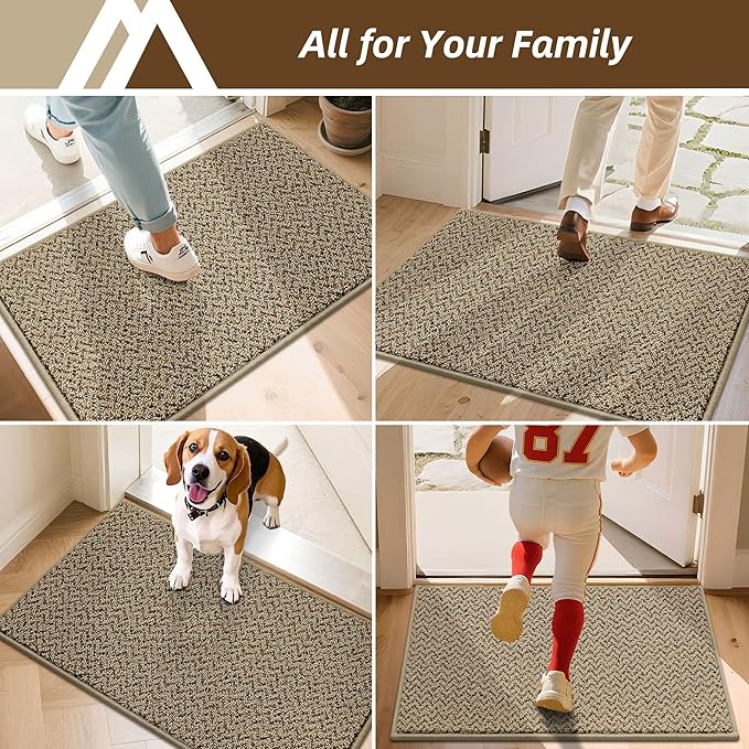 COSY HOMEER-Door-Mat 32"x48" Non Slip Absorbent Entryway Rugs Dirt Trapper Doormats Washable Entrance Mats Low Pile Welcome Floor Mat for Front Back Door and Entry Mats,Taupe