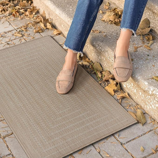 Adiva Rugs Outdoor Indoor Area Rug, Weather Resistant, Easy to Clean, Stain Resistant Floor Mat for Dining Room, Backyard, Deck, Patio (Natural Beige, 2' x 3')