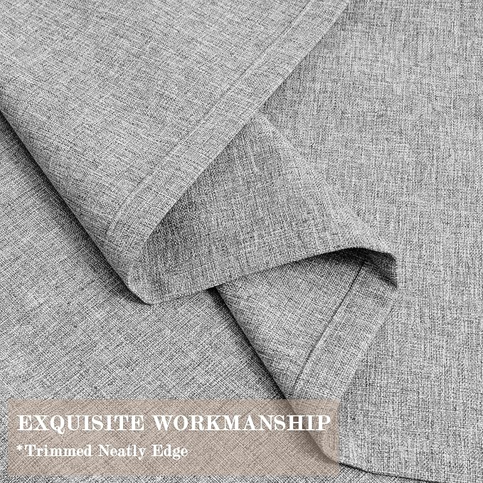 100" W x 96" L Faux Linen Room Divider Curtains, Full Blackout Pinch Pleated Drapes for Traverse Rod, Bedroom Divider Privacy Drapery with Hooks for Ceiling Track, 1 Panel, Light Grey