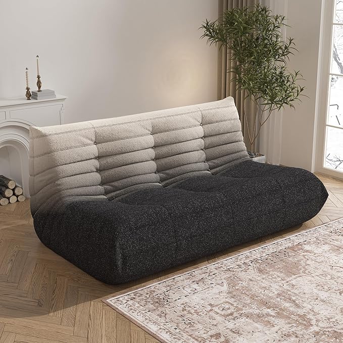 Bean Bag Chair, Oversized Fireside Chair Bean Bag Sofa Large Bean Bag Chair for Adults, 3 Seater Bean Bag Chairs for Teens with High Density Comfortable Foam, Bean Bag for Living Room(Black&White)