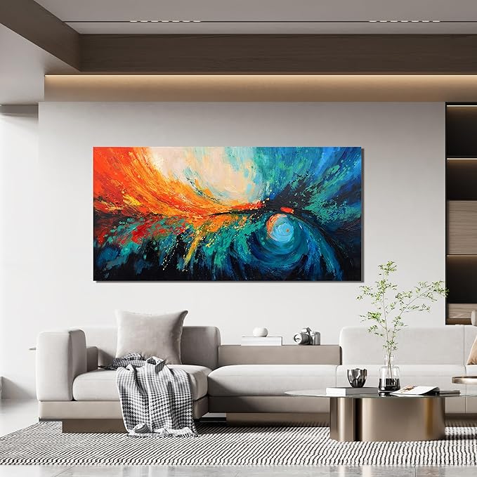 Canvas Wall Art Decor Wall Art Pictures For Living Room Blue Green Wall Art Decor Canvas Abstract Art Work Colorful Abstract Wall Art Paintings Prints For Bedroom Office Kitchen Wall Decor 20" x 40"