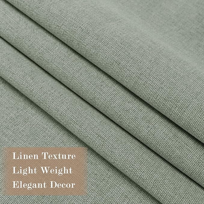 100% Blackout Linen Textured Drapes for Bedroom Pinch Pleated Curtains for Track System Portable Drapery for Sliding Glass Door/Storage/Space Room Divider, 70" Wx84 L, 1 PC, Fog Green