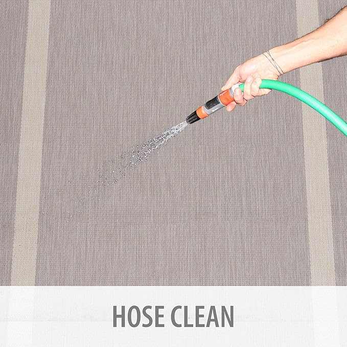 CAMILSON Outdoor Rug 5x7,Modern Outside Rugs for Patios Porches Waterproof Durable Washable Non-Shedding, Easy-to-Clean Indoor Outdoor Area Carpet (5 x 7, Bordered - Gray/White)