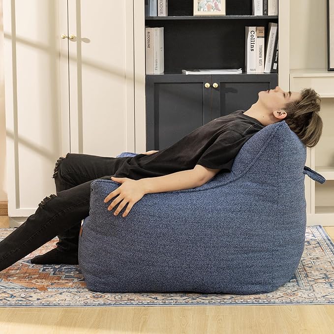 Bean Bag Chair with Filler, Bean Bag Sofa Chair with Tufted Soft Armrests Plush Lazy Sofa Comfy Chair,Large BeanBag Chair for Adults in Livingroom, Bedroom