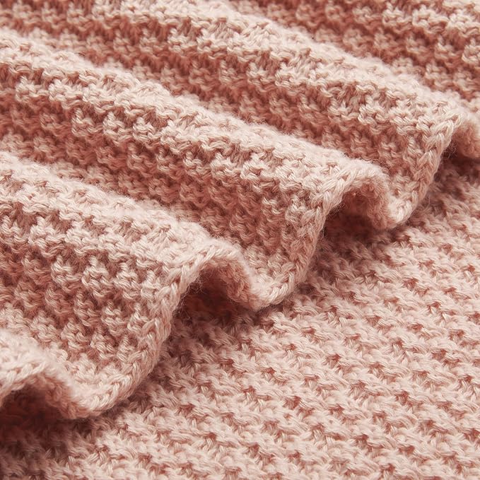 Amazon Basics Chunky Cable Knit Throw Blanket for Couch, Sofa, Bed, Lightweight Soft Cozy, Dusty Rose, 50"x 60"