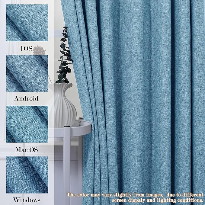 120" Wx102 L Linen Room Divider Drapes for Doorway/Glass Window/Sliding Door/Patio, Extra Wide Pinch Pleated Full Blackout Curtains for Girls Boys Teen Kids Room, 1 Panel, Blue