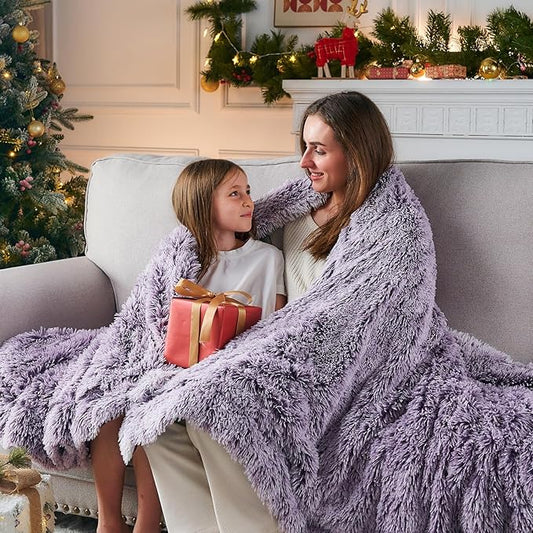 GONAAP Fuzzy Faux Fur Throw Blanket Twin Size Frosty Purple Super Soft Cozy Plush Fuzzy Shaggy Blanket for Couch Sofa Bed (Frosty Purple, Twin(60"x80"))