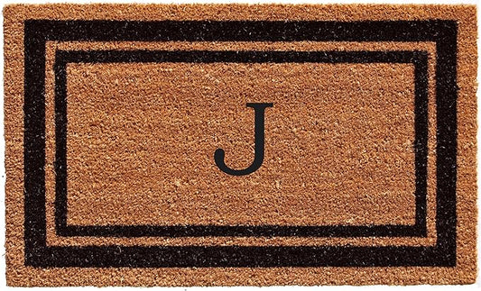 Calloway Mills 152963672J Black Border 36" x 72" Monogram Doormat Letter (J)