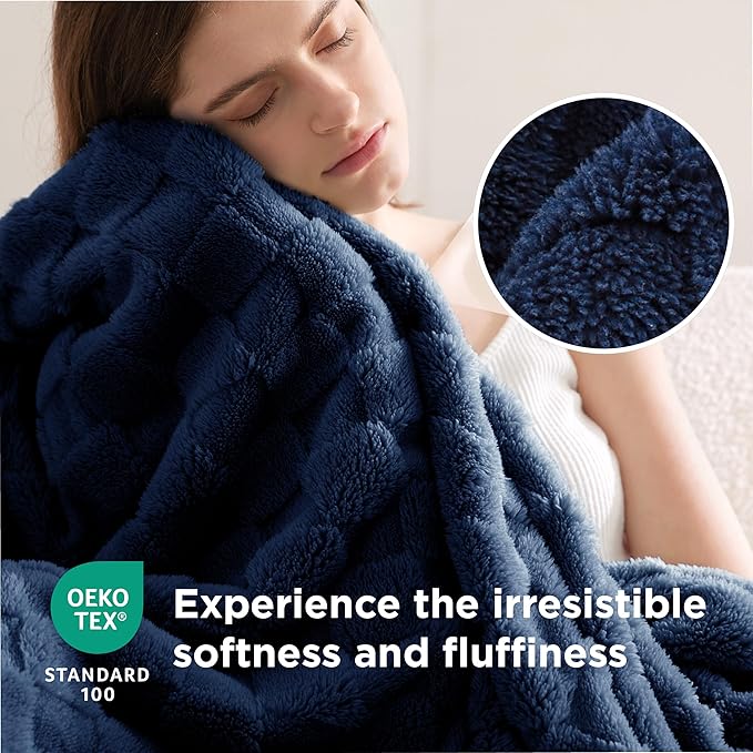 Bedsure GentleSoft King Size Blanket for Bed - Super Soft Cozy Blankets for Women Men Girls, Large Fuzzy Fleece Throw for Bedroom Decor, Navy Blue,108x90 Inches