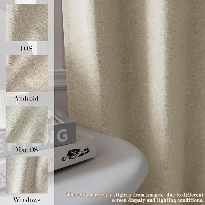 Full Blackout Privacy Curtains, 240 Inch Extra Wide Linen Blend Drapes, Pinch Pleat Window Drapery for Room Divider Storage/Space Room Separation, 1 Panel, W 240" x L 108", Beige