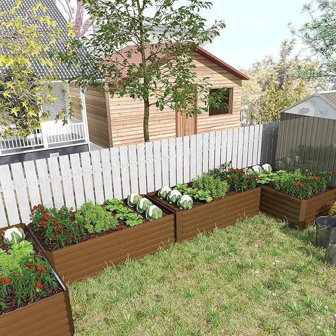 8x4x2 ft Outdoor Raised Garden Bed, Large Metal Planter Raised Beds, Planters for Outdoor Plants for Vegetables, Flowers, Herbs, Fruits, and Succulents.(4 Pcs)