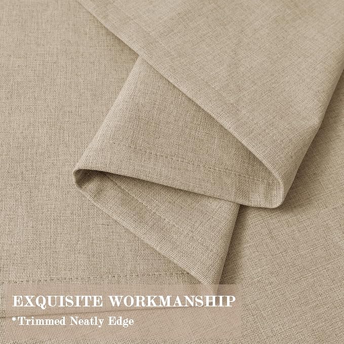 Full Blackout Privacy Curtains, 240 Inch Extra Wide Linen Blend Drapes, Pinch Pleat Window Drapery for Room Divider Storage/Space Room Separation, 1 Panel, W 240" x L 102", Sand Beige