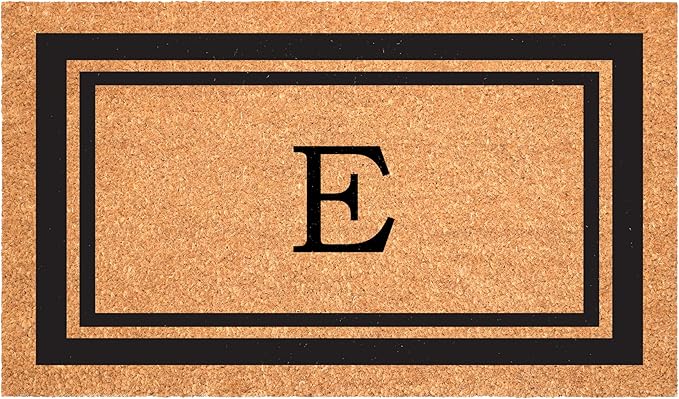 Calloway Mills 152962448 Black Border 24" x 48" Monogram Doormat (Letter E)