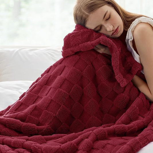 Bedsure GentleSoft Fall Throw Blanket for Couch - Checkered Fleece Red Blankets Gifts for Women Men Girls, Cute Soft Cozy Throw for Bedroom Home Decor Gifts, 50x60 Inches