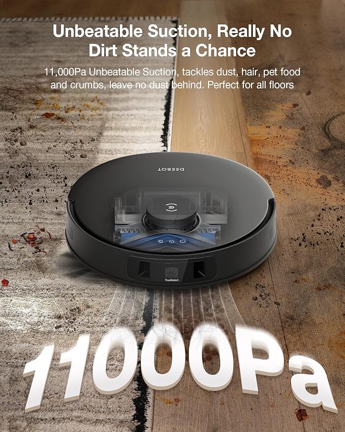ECOVACS DEEBOT T30S Combo Robot Vacuum and Mop, All in One Cleaning Hub, 11000Pa, ZeroTangle Technology, TruEdge Adaptive Edge, Dual Self-Emptying, Hot Water Washing