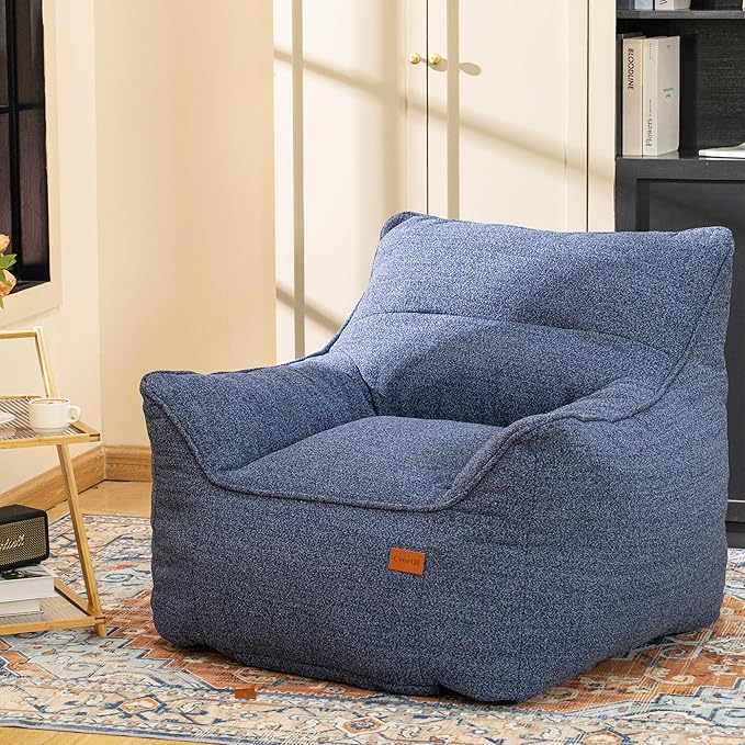 Bean Bag Chair with Filler, Bean Bag Sofa Chair with Tufted Soft Armrests Plush Lazy Sofa Comfy Chair,Large BeanBag Chair for Adults in Livingroom, Bedroom