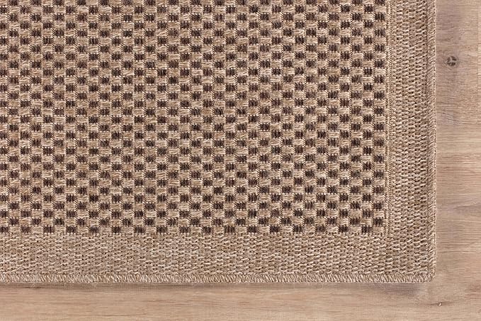 CAMILSON Easy Jute Rug 10x14, Indoor Outdoor Natural Color Fiber Area Rugs for Living Room Patio and Kitchen Rug, Sisal Boho Woven Design, Easy-Cleaning, Washable Outside Carpet Alfombras (10 x 14)