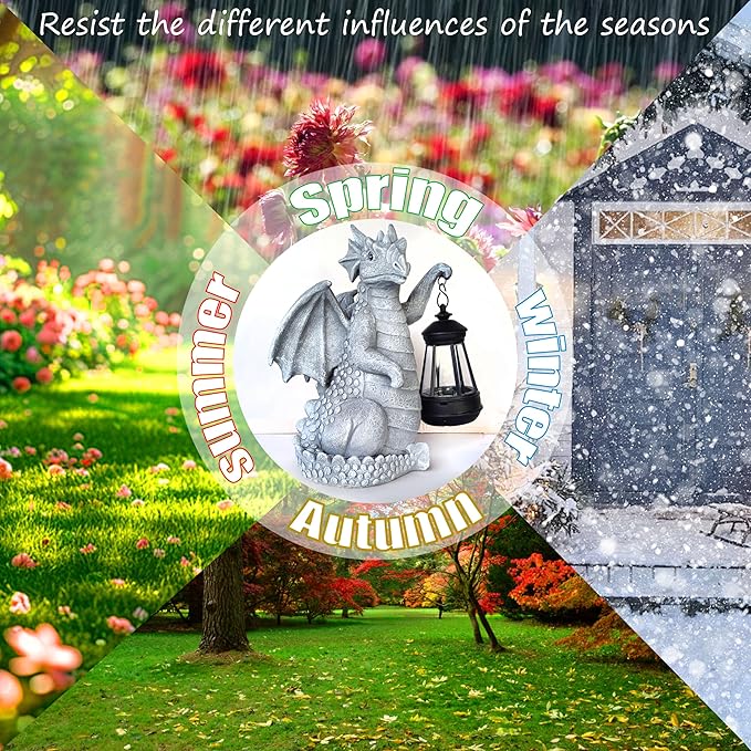 Dragon Solar Outdoor Garden Statue - Dragon Outdoor Figurie Lights - Yard Decorative Outdoor Statue Suitable for Patio, Balcony, Patio Decoration - Specially Customized Gift for Mom