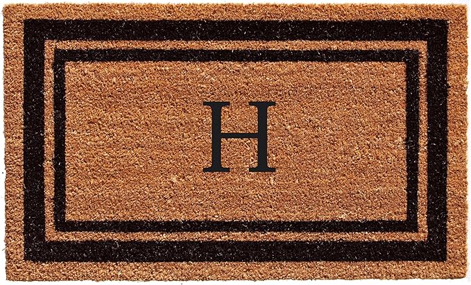 Calloway Mills 152963672H Black Border 36" x 72" Monogram Doormat Letter (H)