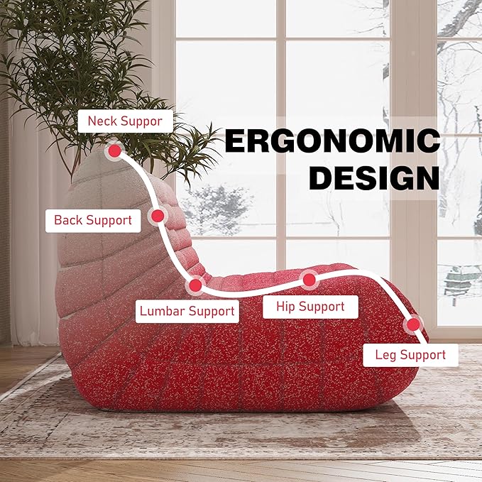 Bean Bag Chair, Loveseat Fireside Chair Bean Bag Sofa Large Bean Bag Chair for Adults, 2 Seater Bean Bag Chairs for Teens with High Density Comfortable Foam, Bean Bag for Living Room (Pink&White)