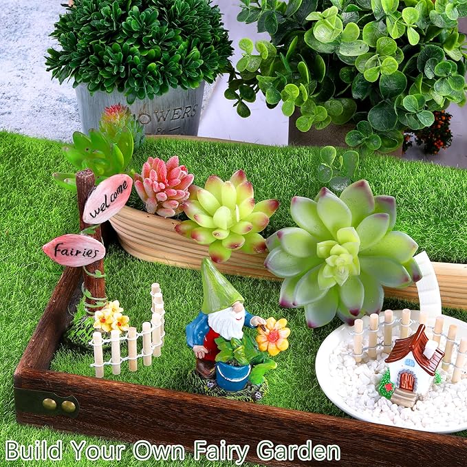 Elcoho 18 Pieces Fake Grass for Crafts Fairy Garden 6 x 6 Inches Artificial Garden Grass for Miniature Ornament Dollhouse DIY Decoration