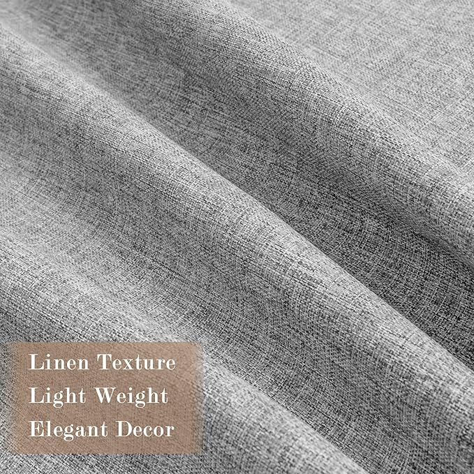 70" W x 108" L Faux Linen Room Divider Curtains, Full Blackout Pinch Pleated Drapes for Traverse Rod, Bedroom Divider Privacy Drapery with Hooks for Ceiling Track, 1 Panel, Light Grey