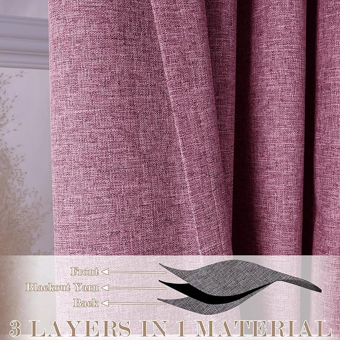 Full Blackout Privacy Curtains, 240 Inch Extra Wide Linen Blend Drapes, Pinch Pleat Window Drapery for Room Divider Storage/Space Room Separation, 1 Panel, W 240" x L 96", Lilac