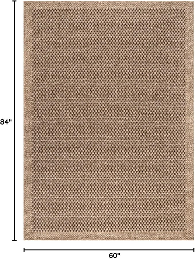 CAMILSON Easy Jute Rug 5x7, Indoor Outdoor Natural Color Fiber Area Rugs for Living Room Patio and Kitchen Rug, Sisal Boho Woven Design, Easy-Cleaning, Washable Outside Carpet Alfombras (5 x 7)