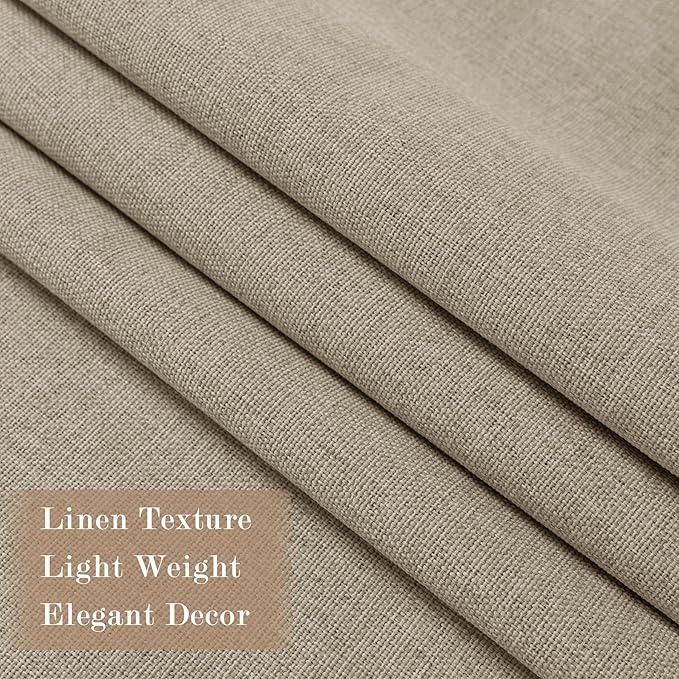 70" W x 108" L Faux Linen Room Divider Curtains, Full Blackout Pinch Pleated Drapes for Traverse Rod, Bedroom Divider Privacy Drapery with Hooks for Ceiling Track, 1 Panel, Light Khaki