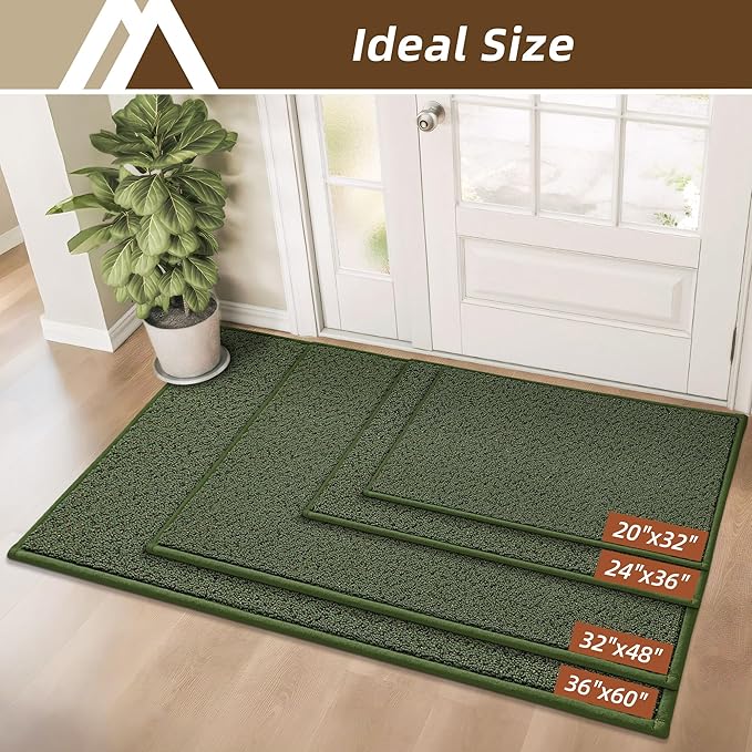 COSY HOMEER-Door-Mat 20" x 32" Non Slip Absorbent Entryway Rugs Dirt Trapper Doormats Washable Entrance Mats Low Pile Welcome Floor Mat for Front Back Door and Entry Mats,Green
