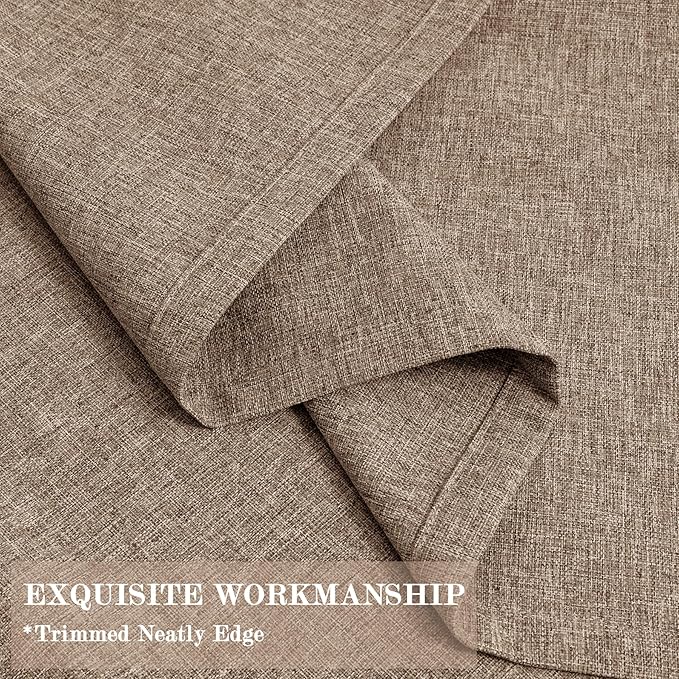 Extra Wide 100% Blackout Linen Textured Curtains - Room Dividers, W150 x L108 (1 Panel), Pinch Pleat Drapes for Living Room, Full Light Block Out Drapery for Sliding Door, Taupe