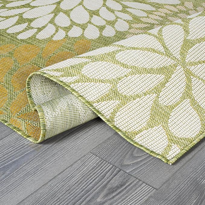 Beverly Rug Outdoor Rug 6x9 Modern Exotic Tropical Leaf Area Rugs for Indoor and Outdoor Patio Deck Porch Garden Water Resistant Washable Outside Carpet (6 x 9 Green)