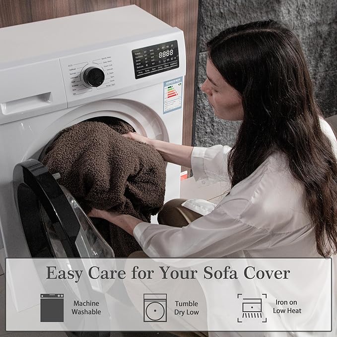 Couch Cushion Covers for Sectional Sofa, Stretch Soft Sofa Slipcovers Washable Wear-Resistant Universal Furniture Protector for Living Room(1 Piece Chair Cover, Brown)