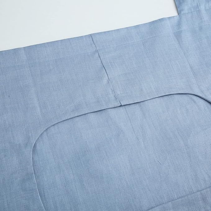 Amazhiyu 100% Linen Door Hanging Laundry Hamper Bag, 19x27 Inches, Steel Blue