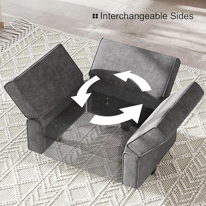 Belffin Terry Fabric Modular Sectional Sleeper Sofa Bed with Storage Convertible Sectional Couches for Living Room 6 Seaters Dark Grey Modular Sofa