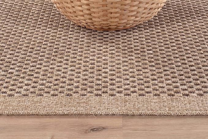 CAMILSON Easy Jute Rug 10x14, Indoor Outdoor Natural Color Fiber Area Rugs for Living Room Patio and Kitchen Rug, Sisal Boho Woven Design, Easy-Cleaning, Washable Outside Carpet Alfombras (10 x 14)