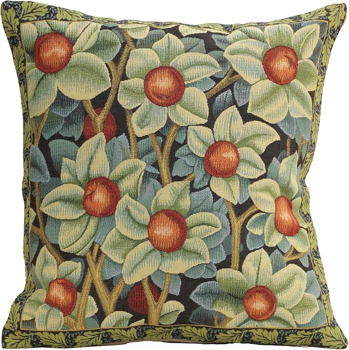 Charlotte Home Furnishings Throw Pillow Covers, Decorative Boho Pillow Covers for Couch, Living Room, Orange Tree Square Cushion Cases 18x18 in, European Cotton Jacquard Woven for Cozy Bedroom Decor